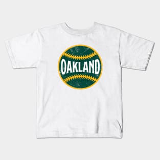 Oakland Retro Baseball - White Kids T-Shirt